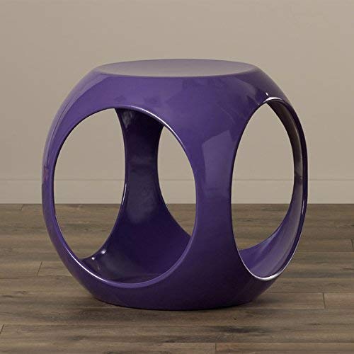 End Table Modern Side Living Room Decor Cube Stand Fiberglass Resin Quality Material Multiply Colors (Purple)