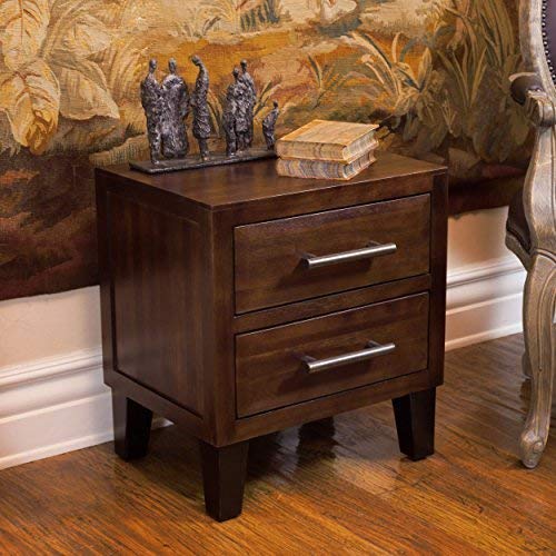 Glendora Brown Mahogany Solid Wood Two Drawer Nightstand