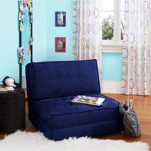 Navy Blue Flip Out Folding Sleeper Chair Pull Down Sofa Bed Seat Living Room Furniture