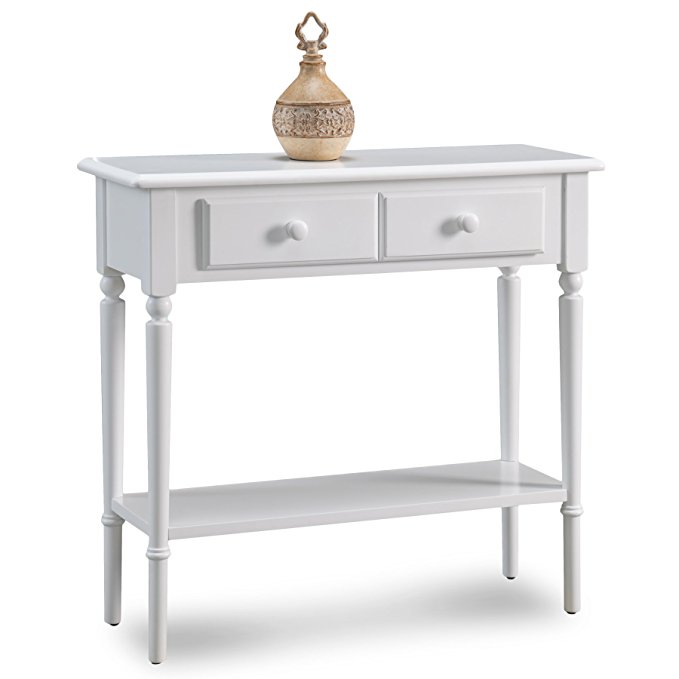 Leick 20027-WT Coastal Narrow Hall Stand/Sofa Table with Shelf, Orchid White