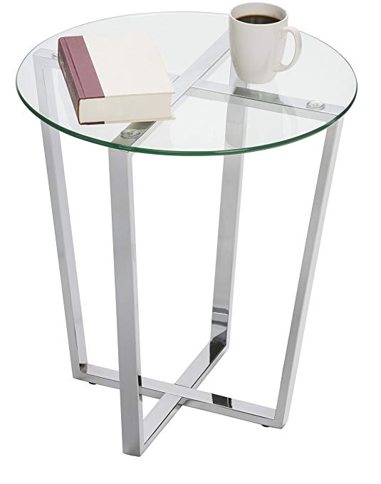 Mango Steam Metro Glass End Table - Clear Top/Chrome Base