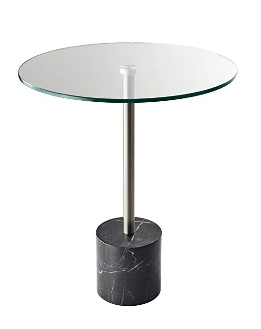 Adesso HX5282-01 Blythe End Table, Steel/Black Marble