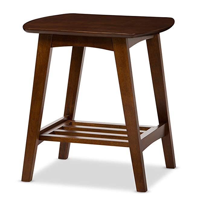 Baxton Studio Sacramento Mid-Century Modern Scandinavian Style End Table, Dark Walnut