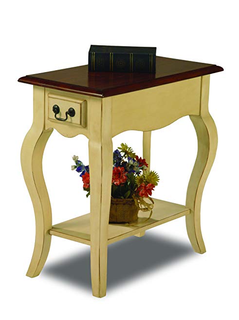 Leick Chair Side End Table, Ivory Finish