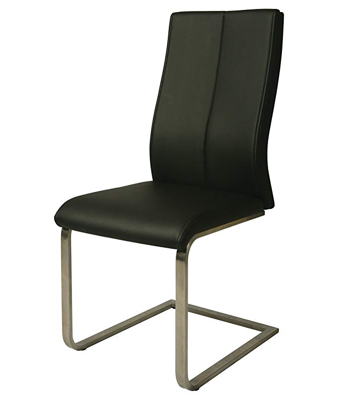 Impacterra QLOL11021979 Olander Side Chair, Stainless Steel/PU Black