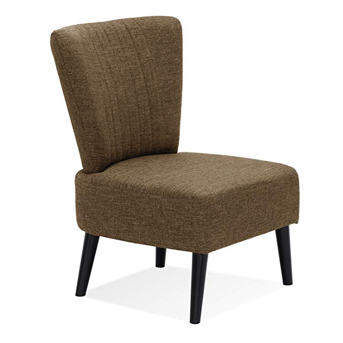 Furinno Euro Modern Armless Fabric Accent Chair, Brown SF201N26BR