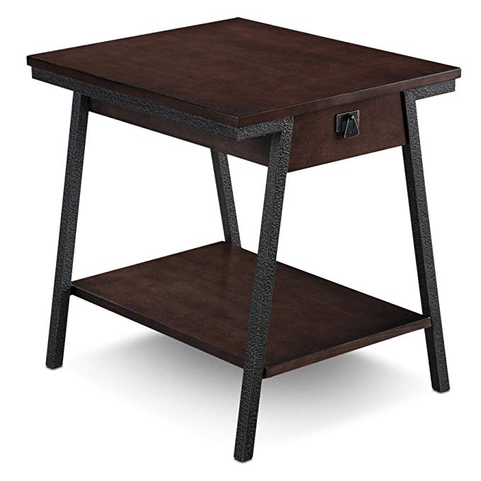 Leick 11407 Empiria Modern Industrial Drawer End Table - Walnut