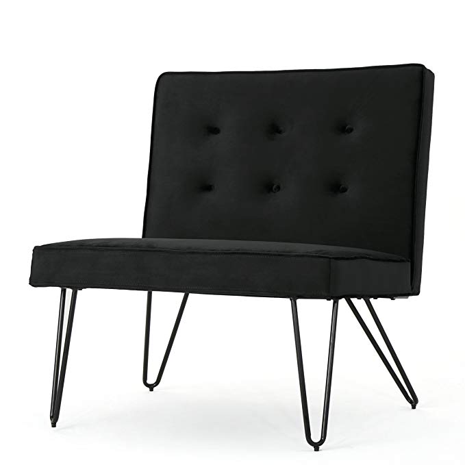 DuSoleil Glam Modern Velvet Armless Chair, Black