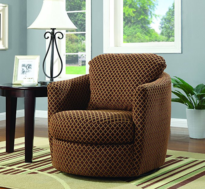 Coaster Casual Brown Upholstered Swivel Accent Chair