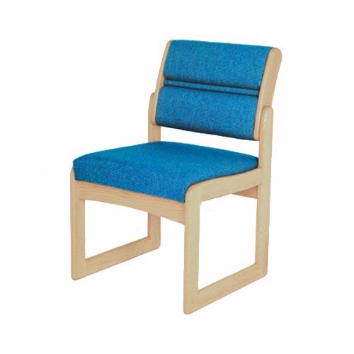 Wooden Mallet Sled-Base Valley Armless Guest Chair, Light Oak, Powder Blue