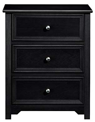 Oxford Three drawer End Table, THREE-DRAWER, BLACK