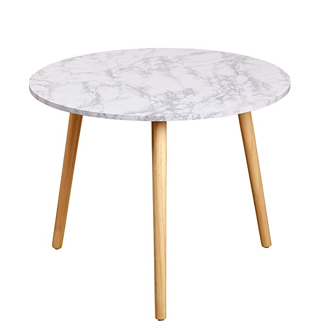 Target Marketing Systems Darcy Collection Mid Century Modern Laminated Faux Marble Top Side / End Table, White