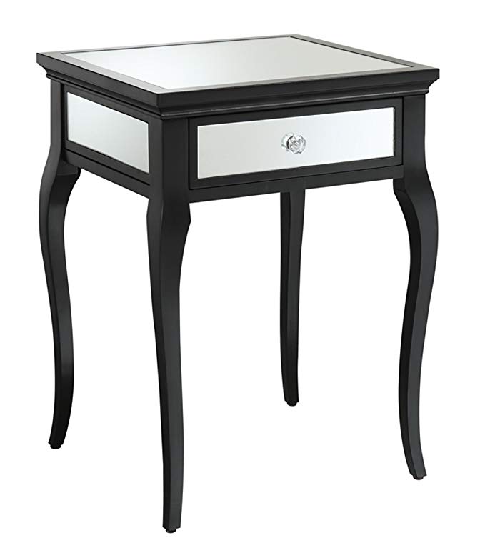 Convenience Concepts Milan Mirrored End Table, Black