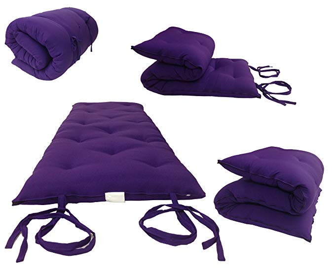 D&D Futon Furniture Brand New Queen Size Purple Traditional Japanese Floor Futon Mattresses, Foldable Cushion Mats, Yoga, Meditaion 60