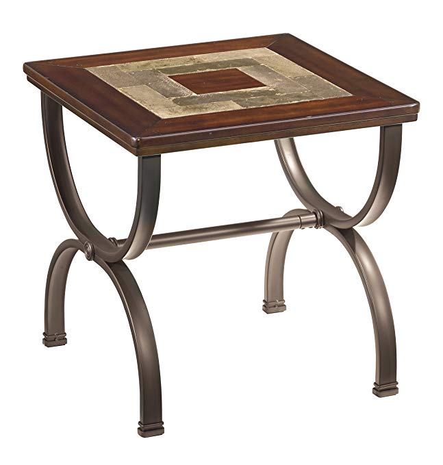 Ashley Furniture Signature Design - Zander Chair Side End Table - Contemporary Style Accent Table - Medium Brown with Mosaic Top