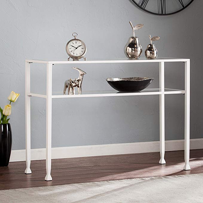 Porch & Den RiNo Brighton White Metal/Glass Console Table