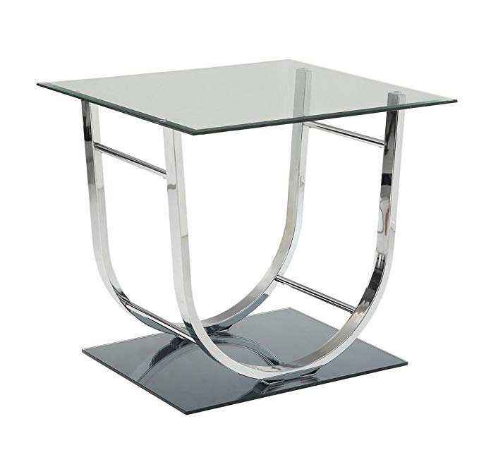 Coaster 704987-CO Glass Top End Table, Chrome