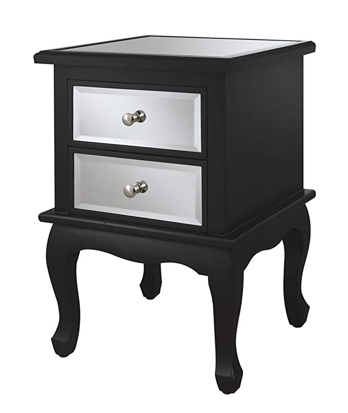 Convenience Concepts Gold Coast Collection Queen Anne Mirrored End Table, Black