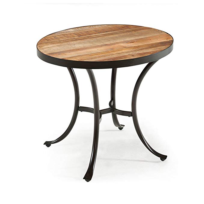 Emerald Home Berkeley Rustic Wood End Table with Oval Top and Metal Base