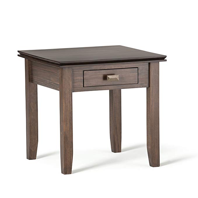 Simpli Home Artisan Solid Wood End Side Table, Natural Aged Brown