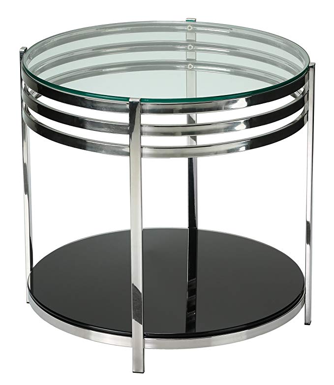 Cortesi Home Lavia Contemporary Two Tier Round Glass End Table