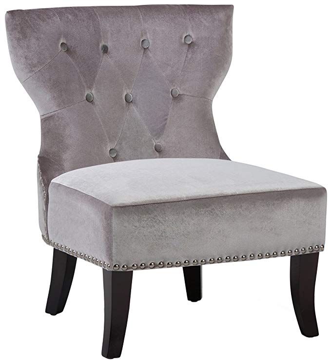 Simpli Home Kitchener Tufted Accent Chair, Grey