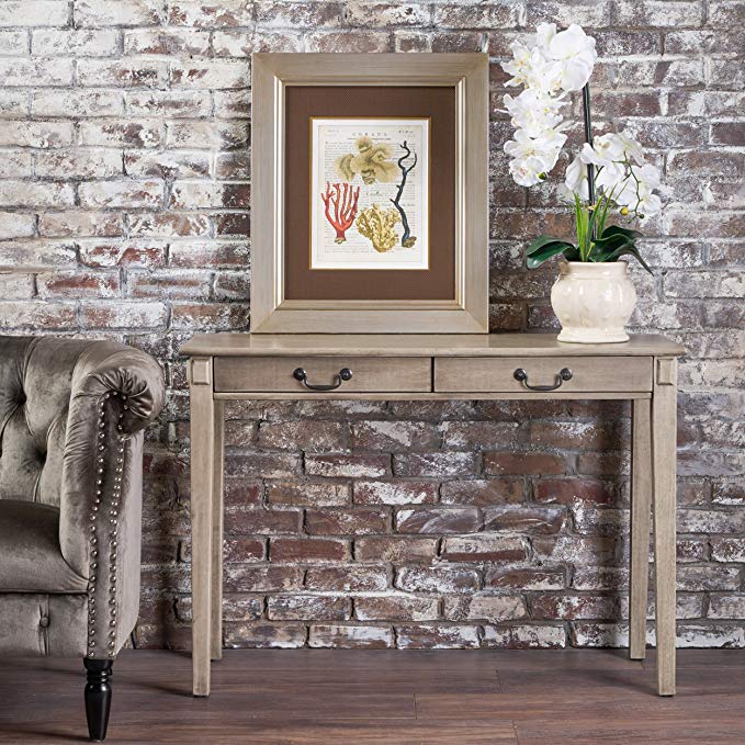 Cerise Classic Metallic Grey Finish Acacia Wood Console Table