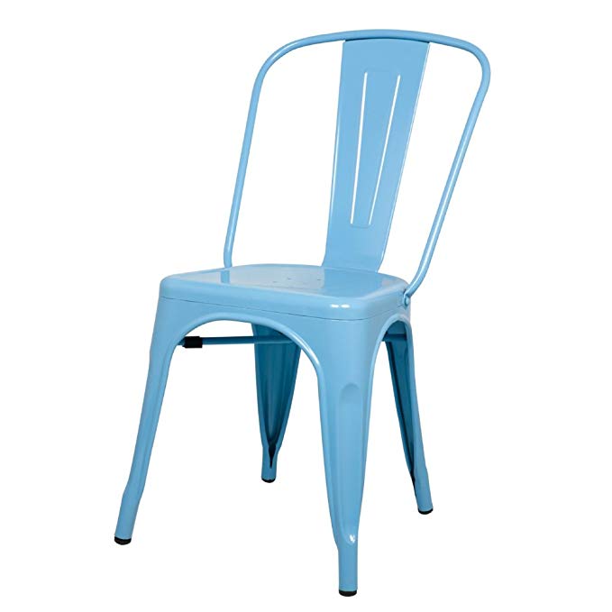 ModHaus Light Blue Xavier Pauchard Tolix A Style Chair in Powder Coat Finish Galvanized Steel Metal Stackable