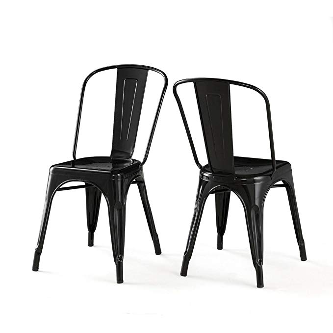 ModHaus Living Set of 2 Black Xavier Pauchard Tolix A Style Chairs in Powder Coat Finish Steel Includes (TM) Pen