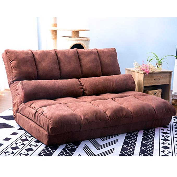 Harper&Bright designs Chaise Lounge Sofa Chair Floor Couch with Lumbar Cushion (Brown)