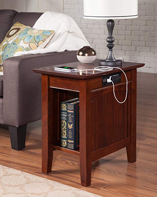 Atlantic Furniture AH13314 Nantucket Side Table Rubber Wood, Walnut