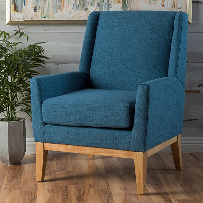 Archibald | Mid Century Modern Fabric Accent Chair | in Blue