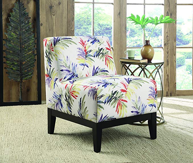 Coaster Home Furnishings 902612 Leaves Print Accent Chair, Purple/Green